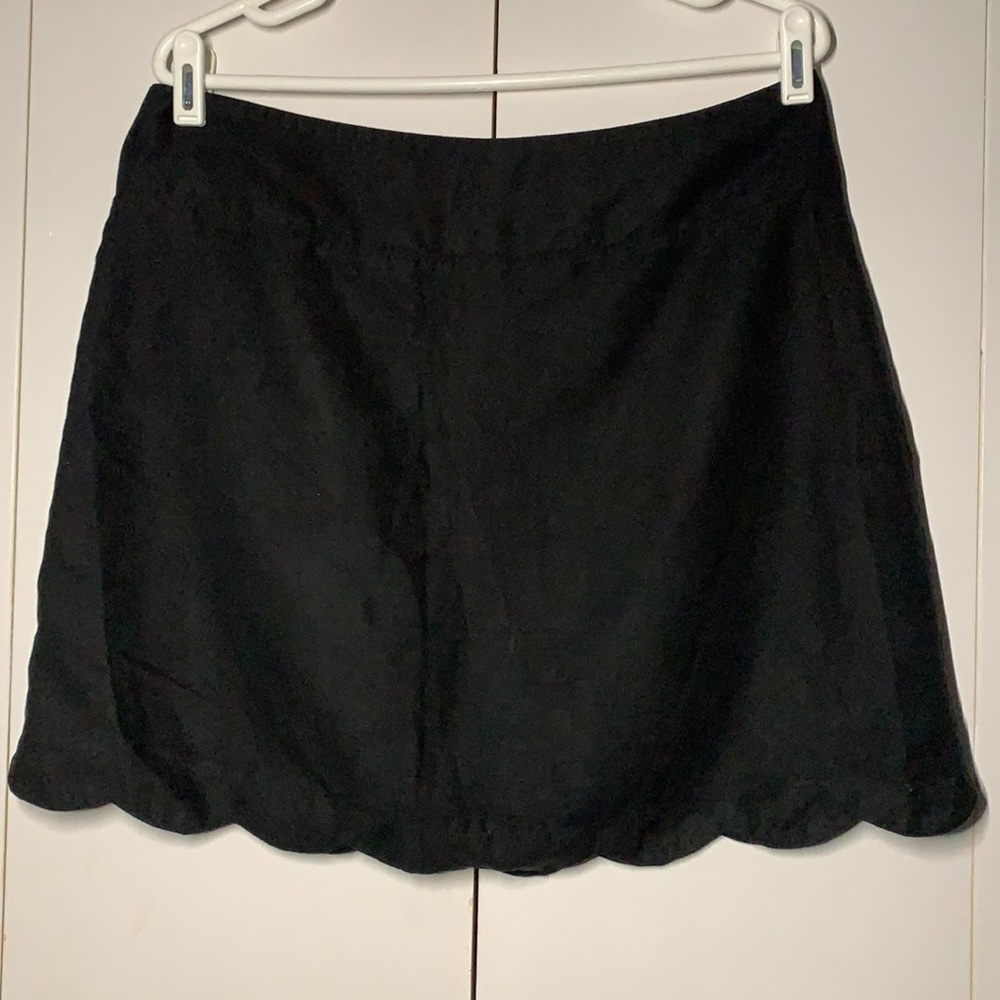 Black Suede Scallop Trimmed Skirt - Picture 4 of 8